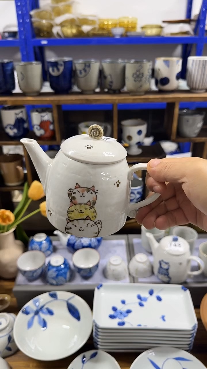 圆形日本进口陶瓷 一壶两杯