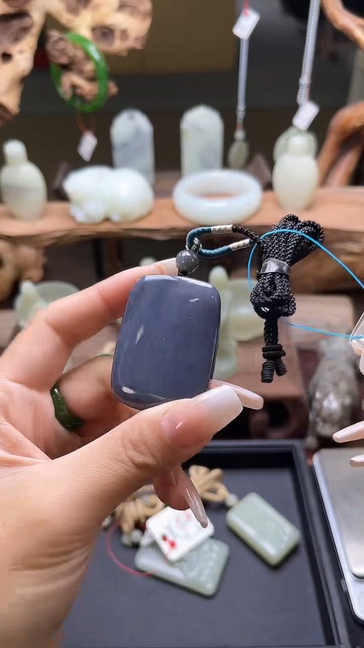 【闪购商品】和田玉吊坠未镶嵌青海烟紫光面无事牌9006767