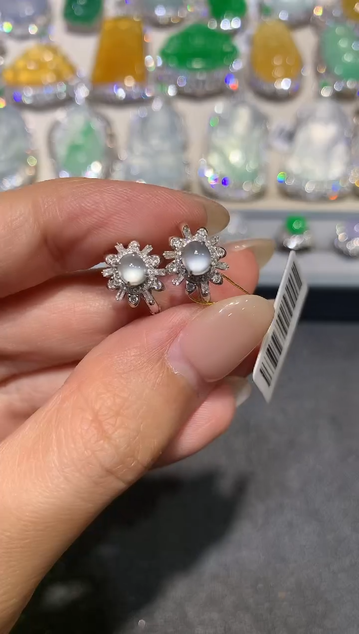 【闪购商品】翡翠耳饰18K金镶嵌q34       