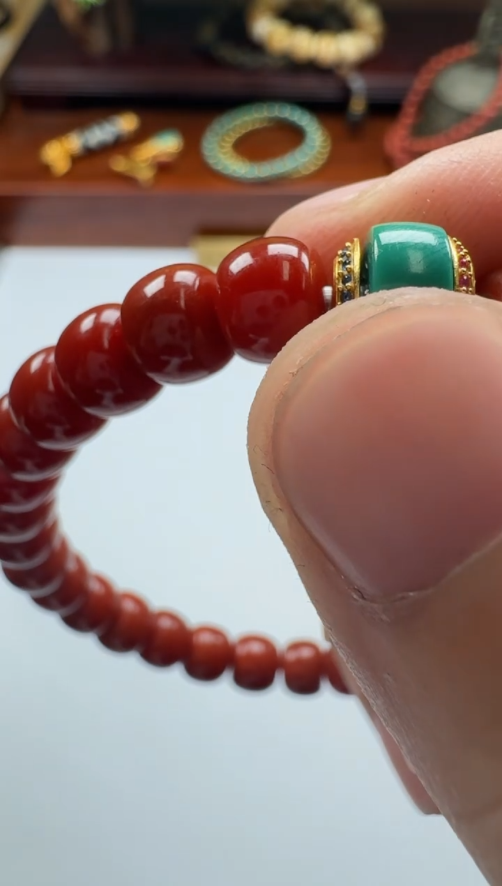 【闪购商品】南红玛瑙手串手串18K金镶嵌手串手串