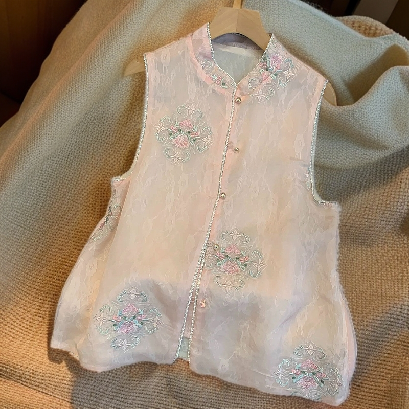 新中式刺绣设计气质百搭坎肩上衣马甲----1025