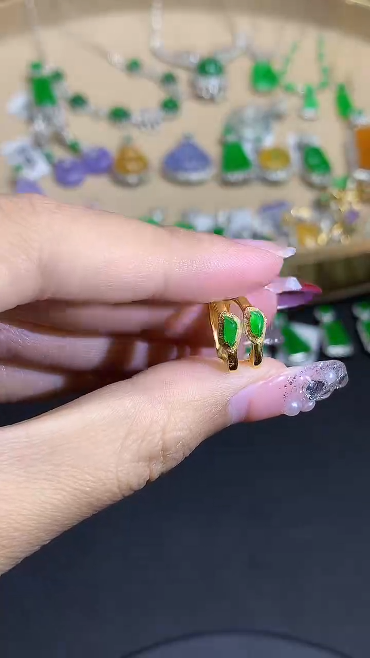 【闪购商品】翡翠耳饰18K金镶嵌SG-1045