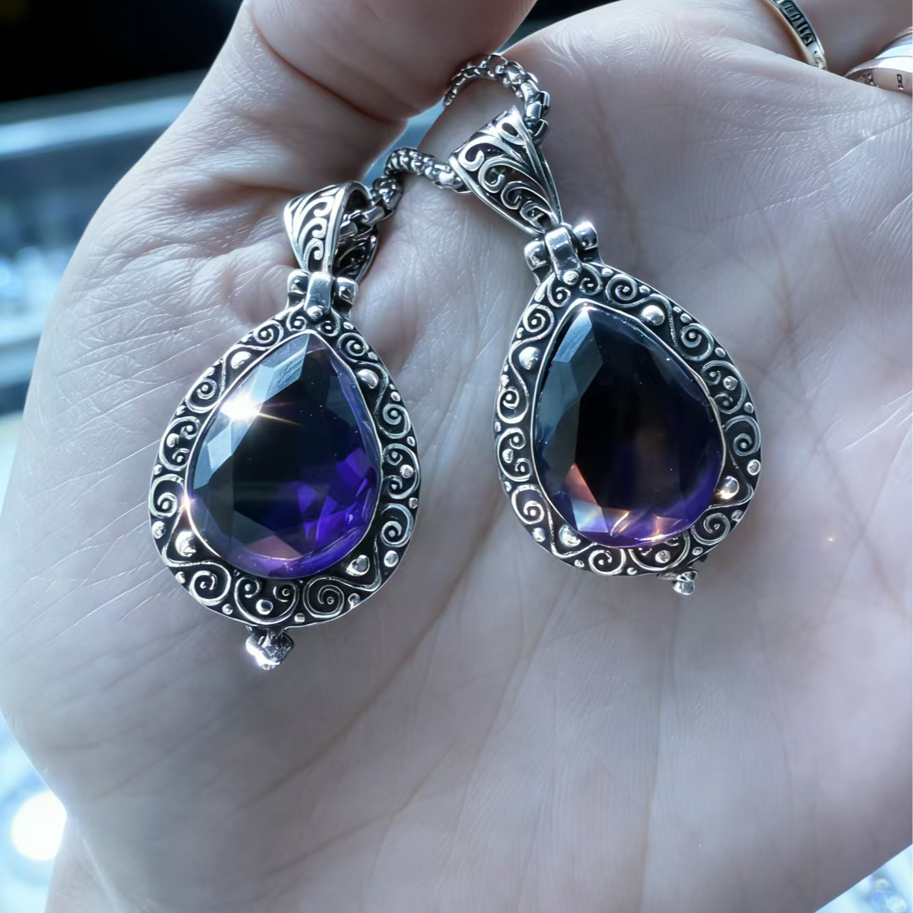 银琉璃吊坠 塔塔推荐wiang娇系紫色吊坠（带链子）