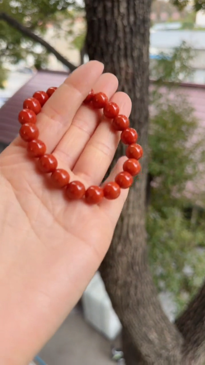 未镶嵌多样性发一件南红玛瑙【高货】锦红9mm保山圆珠单圈 