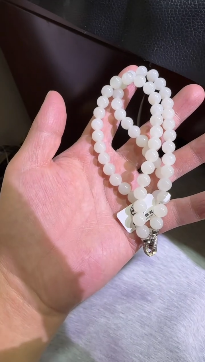 和田玉未镶嵌手串天泰白玉妈妈链（产地直发）