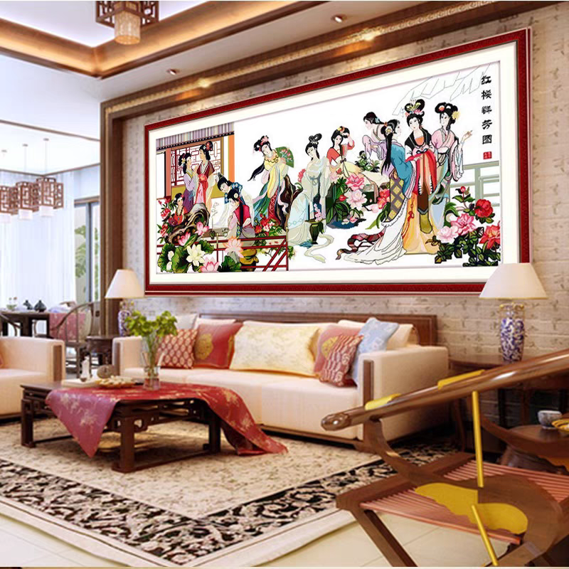 纯手工十字绣成品绣好的十二金钗红楼群芳图