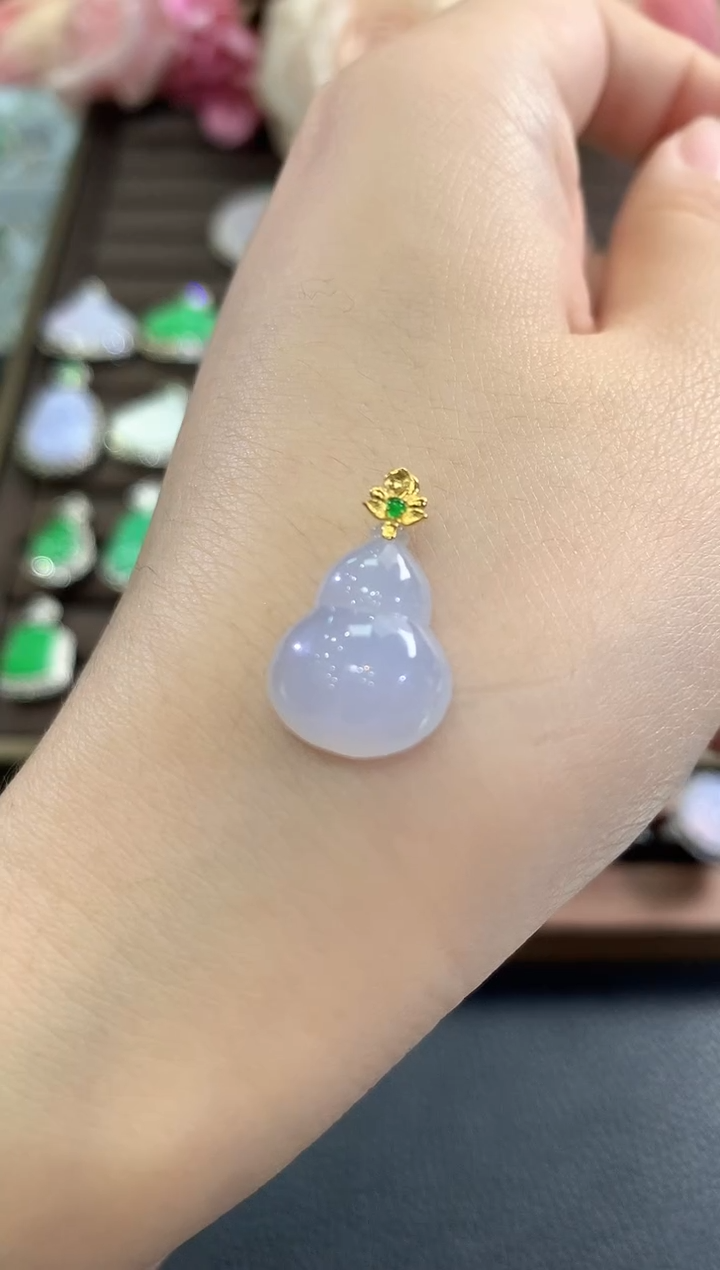 吊坠(不含链)18K金镶嵌翡翠b4 多样性一件发货紫货有色差