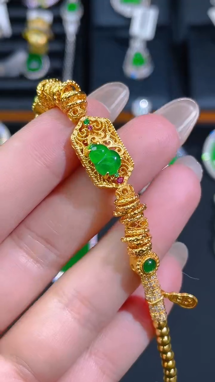 【闪购商品】翡翠手链银S925镶嵌天然A货翡翠多样性发一