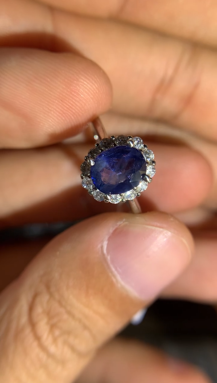 【闪购商品】蓝宝石戒指银S925镶嵌天然