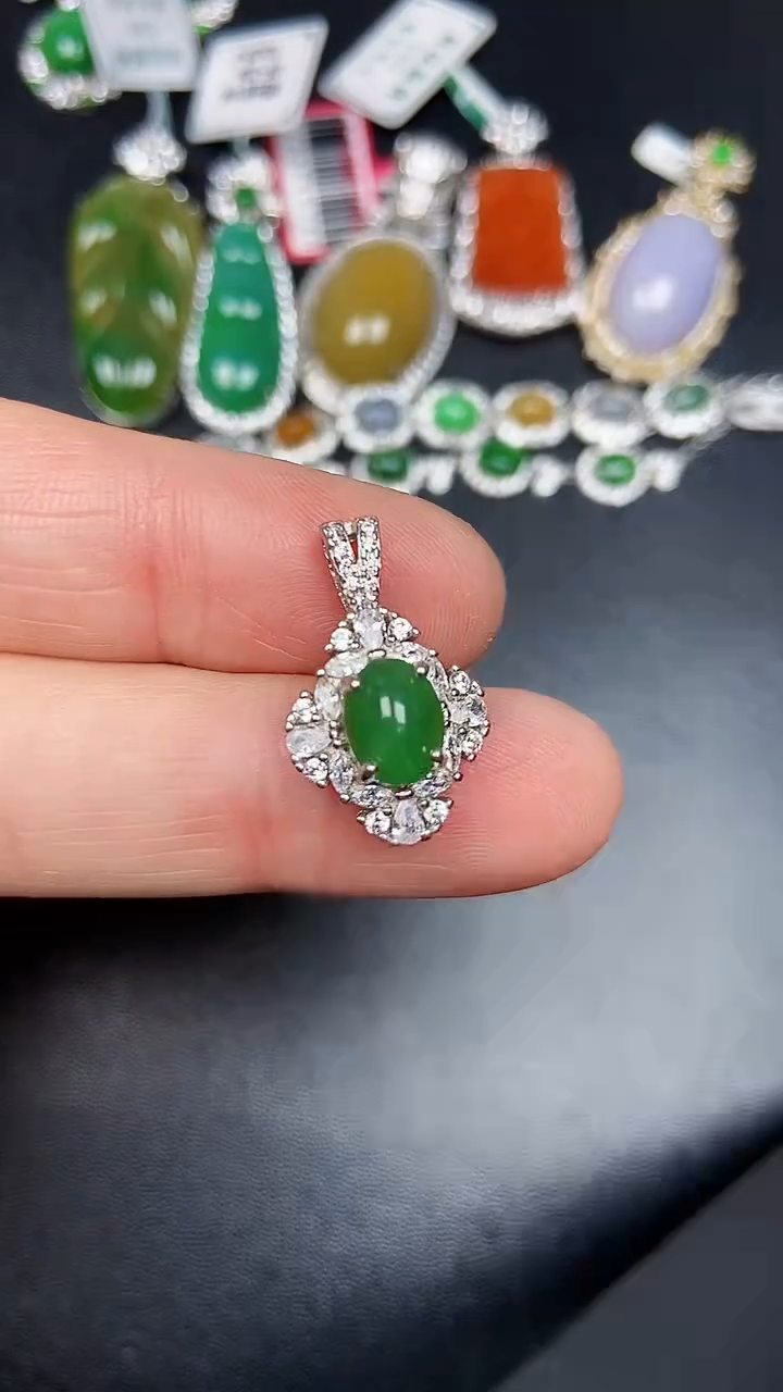 银S925镶嵌戒指翡翠3730