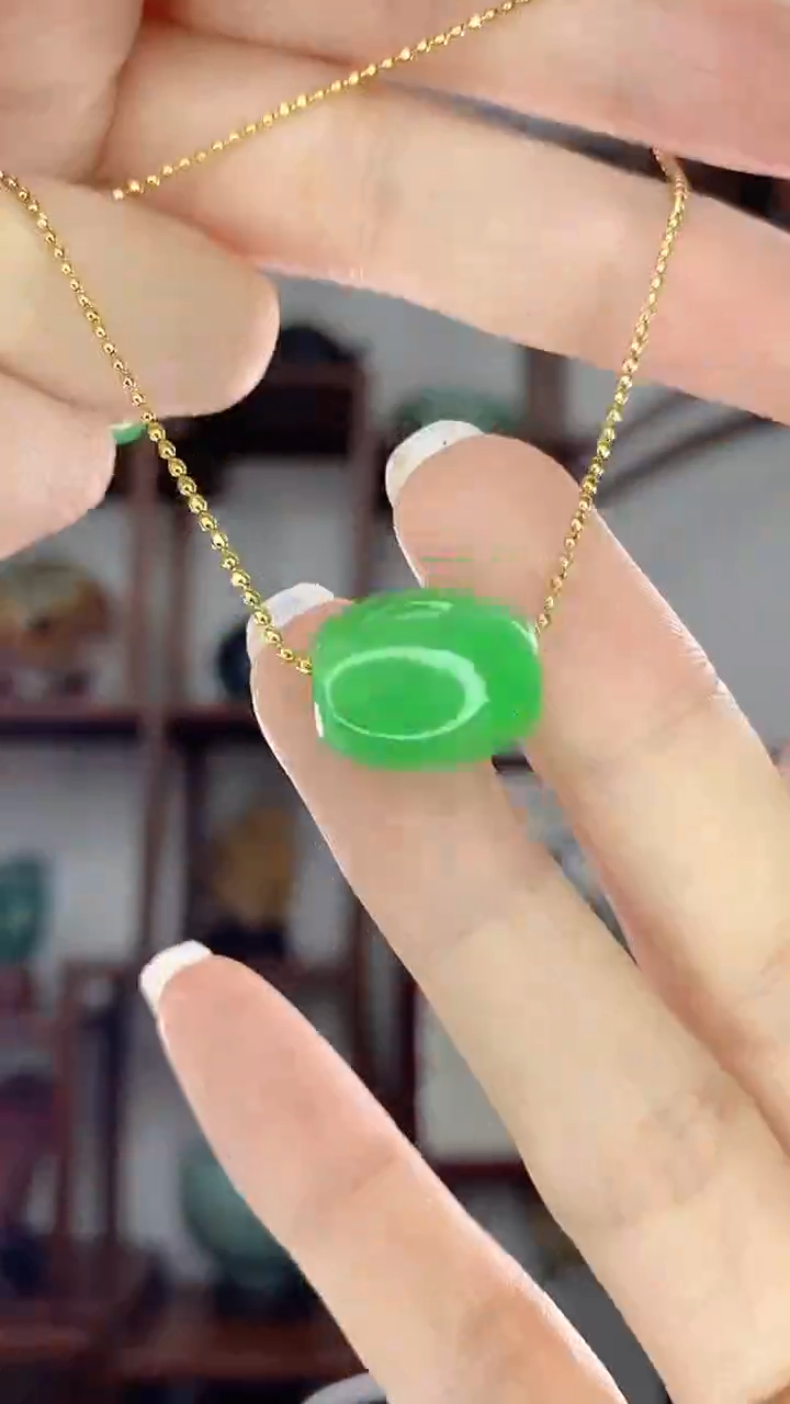 翡翠未镶嵌吊坠(赠链)X6阳绿路路通