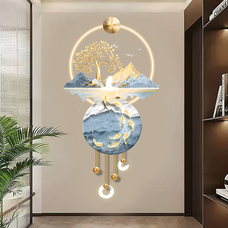 新中式入户玄关装饰画寓意好客厅走廊过道背景墙壁画高档壁饰挂画
