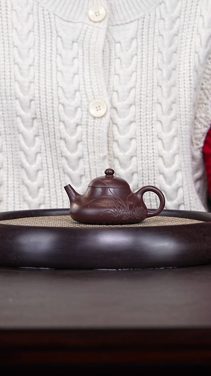 【闪购商品】紫砂茶壶十竹斋15-46 紫泥乳瓢160c