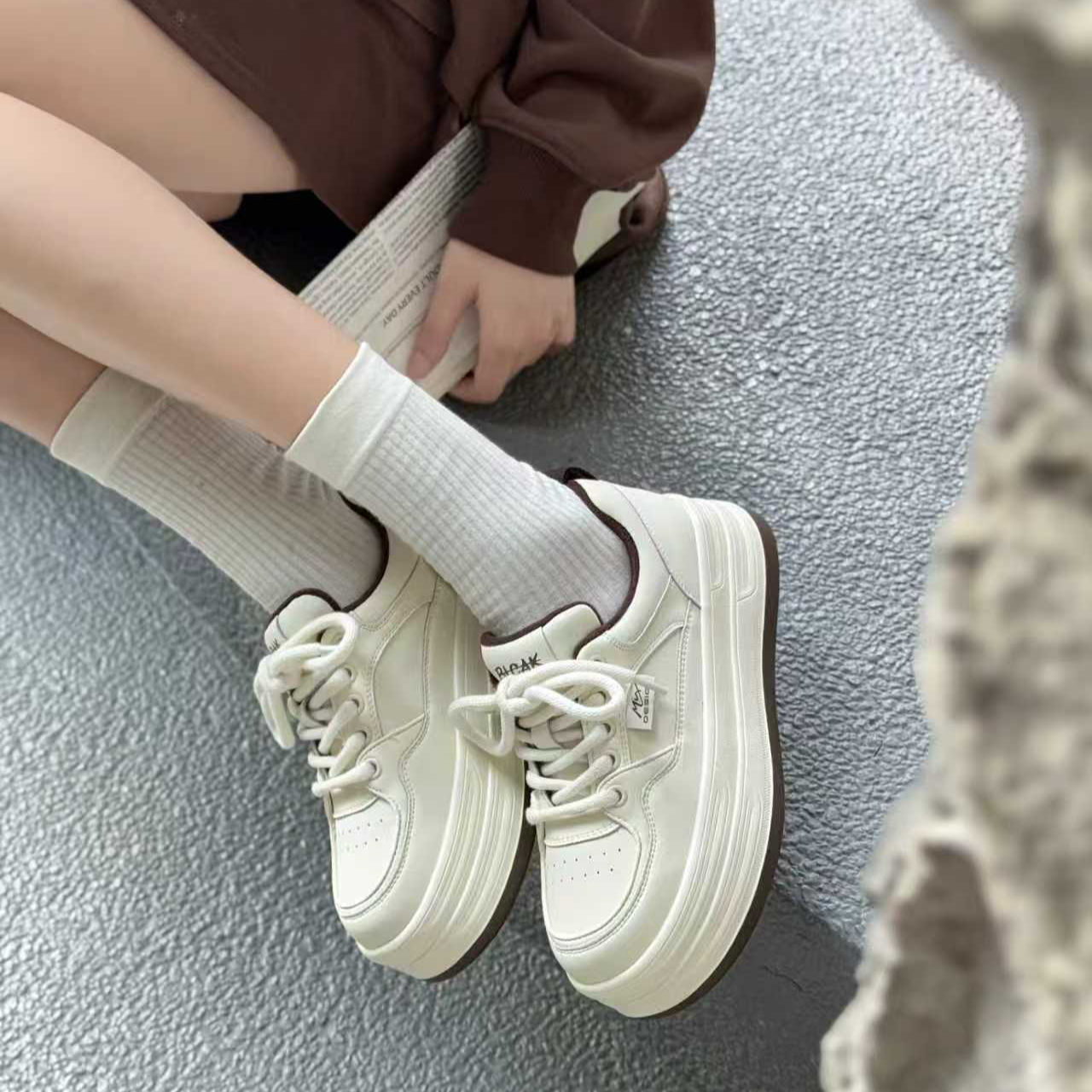 真皮加绒厚底增高小白鞋保暖时尚百搭舒适轻便休闲板鞋/dfd93183