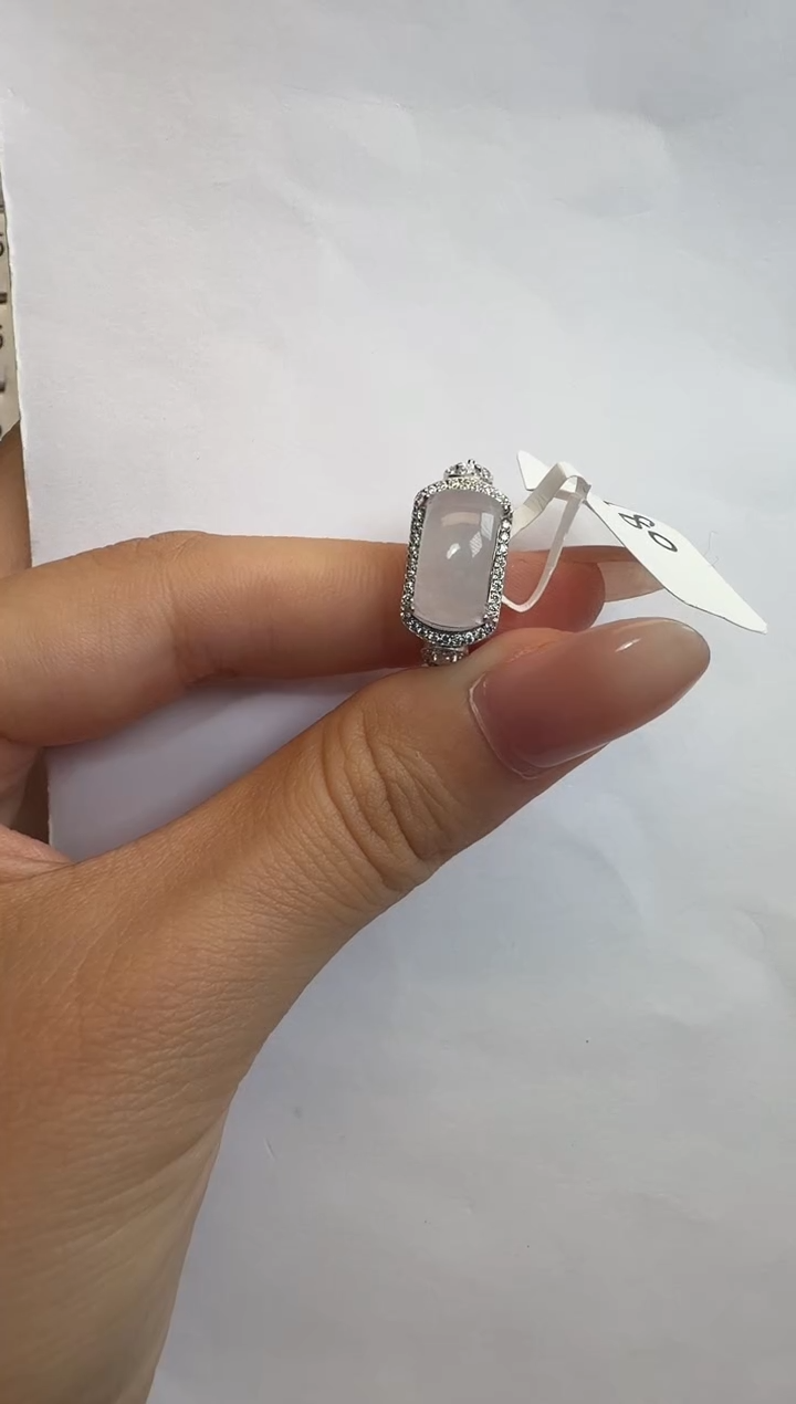 银S925镶嵌戒指翡翠通体925银镶缅甸A货翡翠戒指245