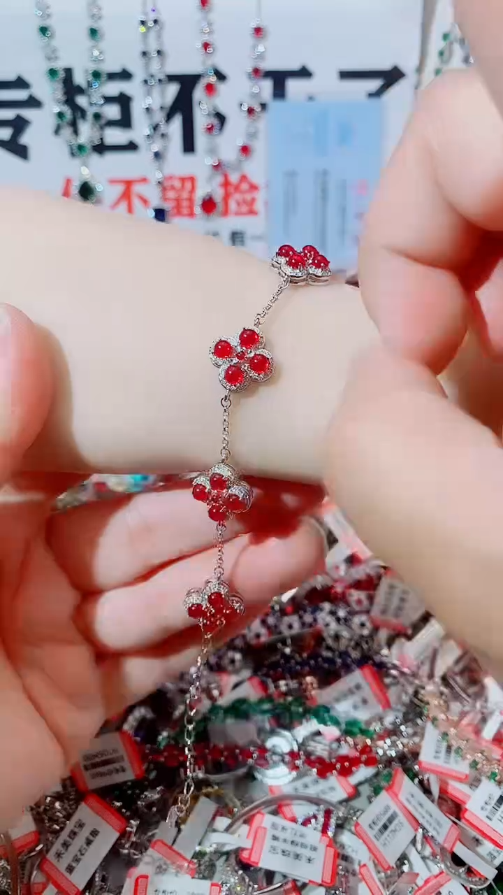 未镶嵌手链红宝石红宝石手链