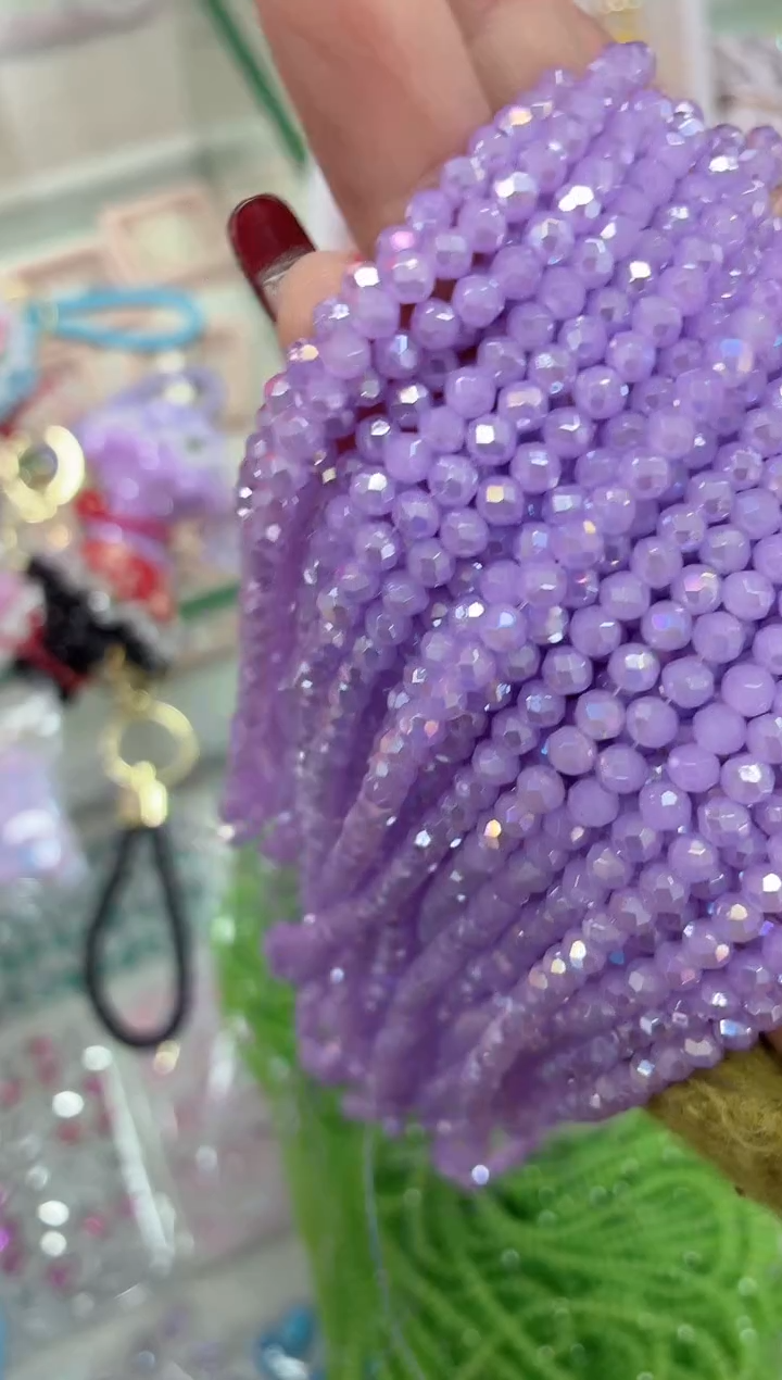 玻璃0929卡4水晶扁10条AB彩紫玉