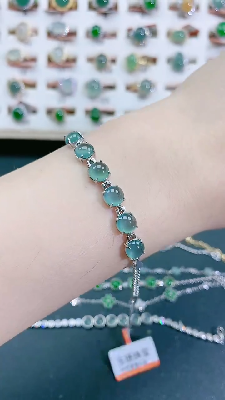 手链翡翠银S925镶嵌天然翡翠