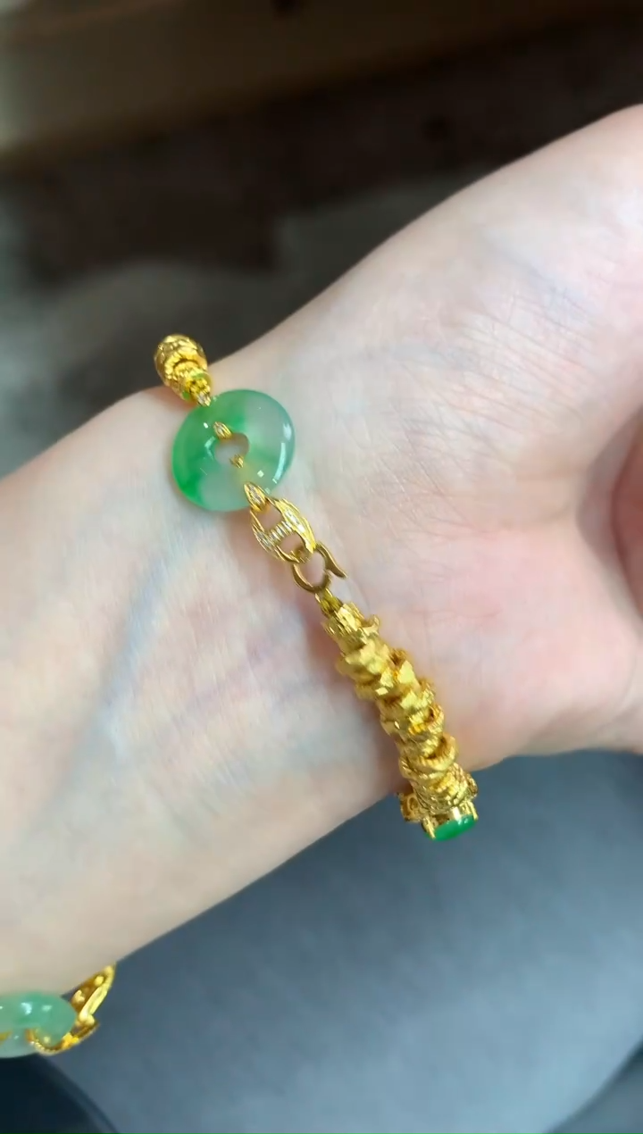 18K金镶嵌手链翡翠W449|25800
