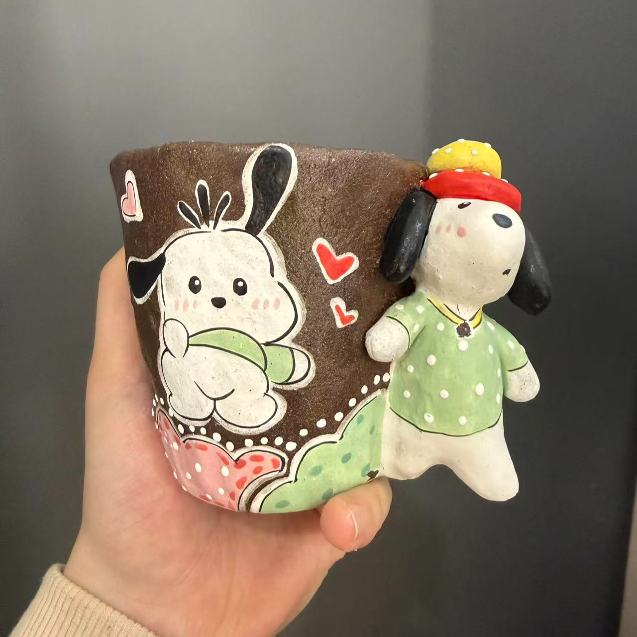 帕恰狗把手紫砂杯