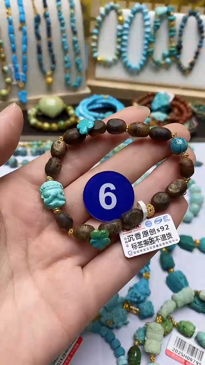 绿松石银S925镶嵌手链6