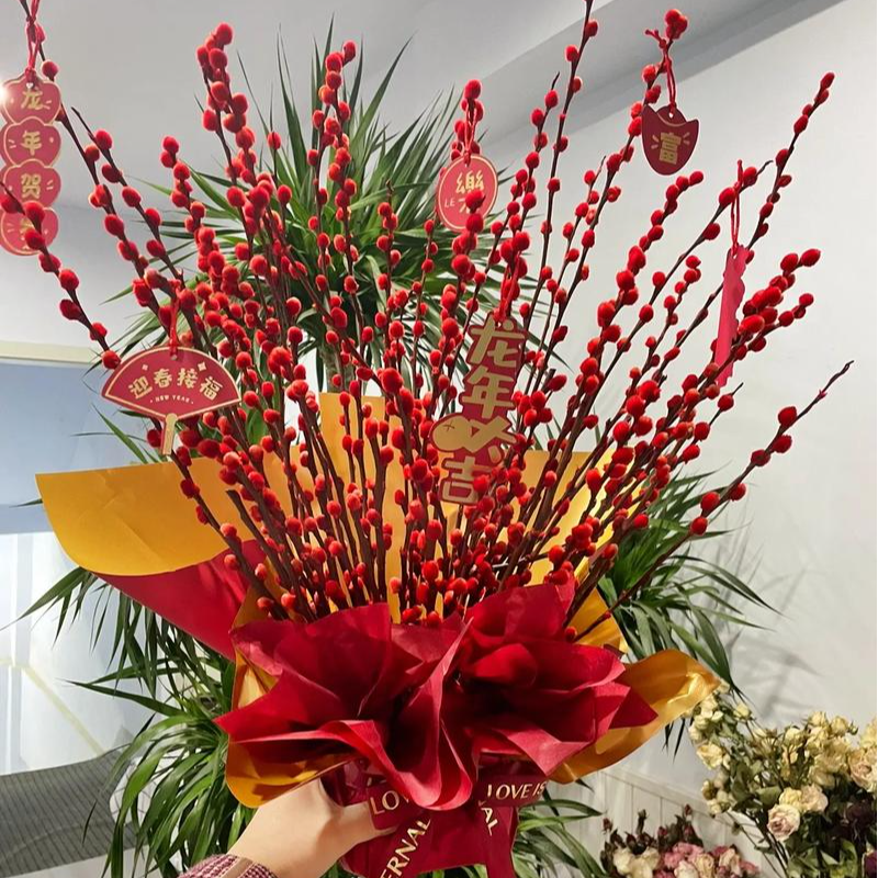 仿真花年宵花银柳摆件