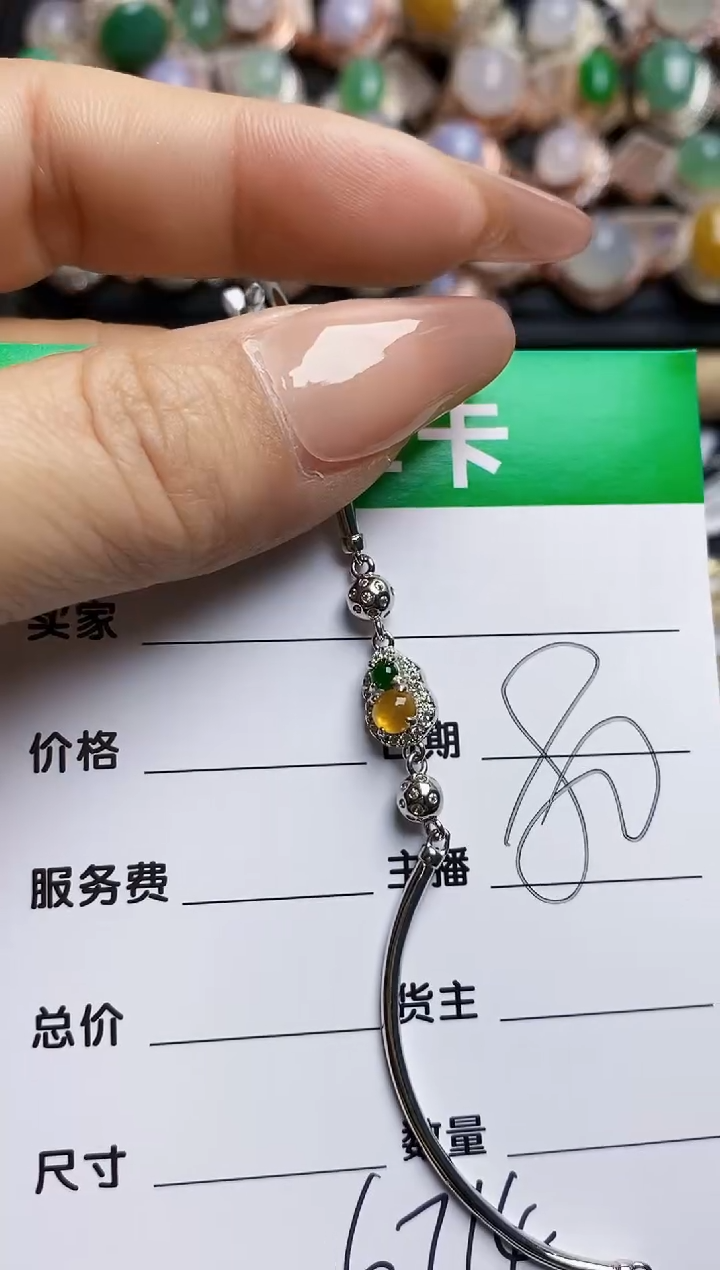 翡翠戒指银S925镶嵌6714