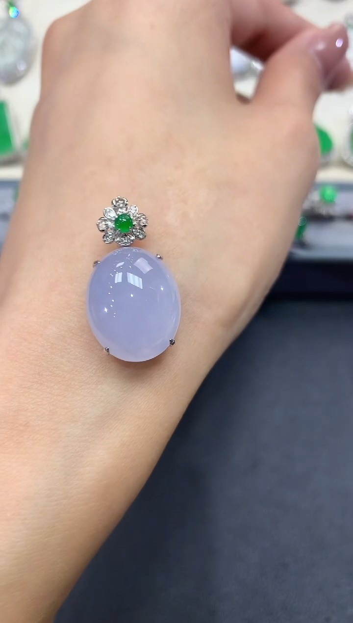 【闪购商品】翡翠吊坠(不含链)18K金镶嵌a83紫货有色差