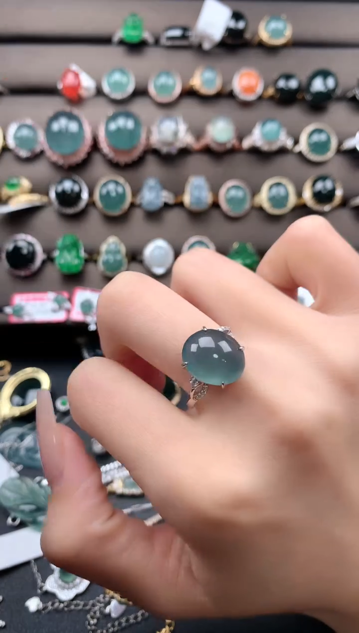 【闪购商品】翡翠戒指银S925镶嵌324324