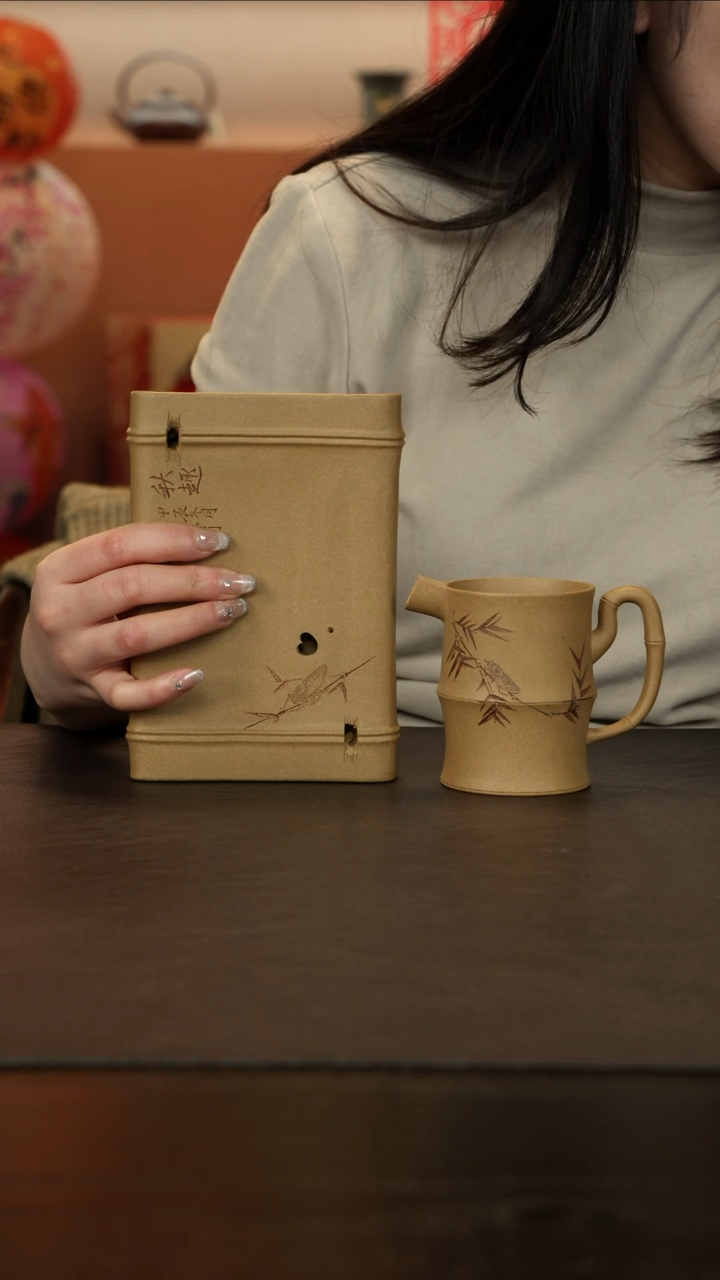 【闪购商品】紫砂茶盘直播福利悟土吴勇竹段壶承、公道杯套组