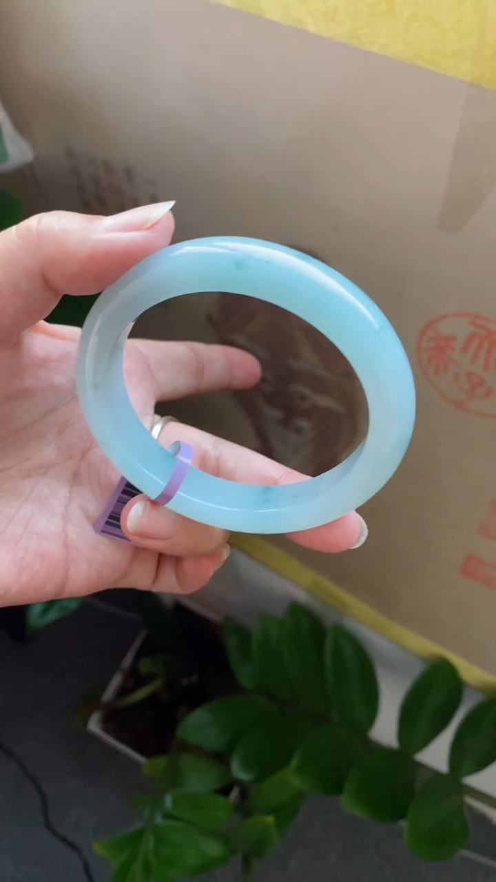 【闪购商品】翡翠手镯未镶嵌（大高货）化底无棉冰胶天空蓝贵妃34号