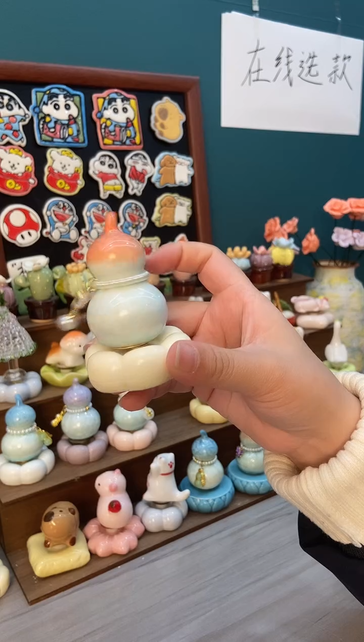 摆件陶橘色葫芦景德镇陶瓷摆件1个装