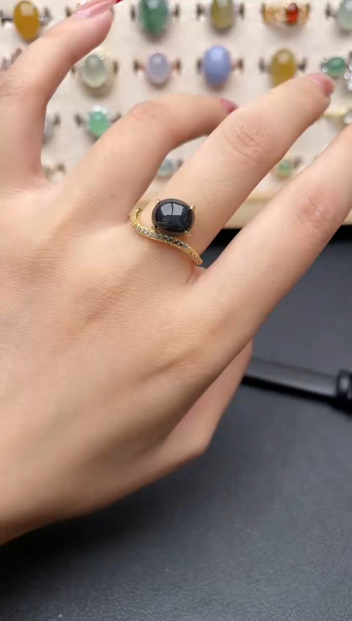 【闪购商品】翡翠戒指银S925镶嵌一物一证一礼盒