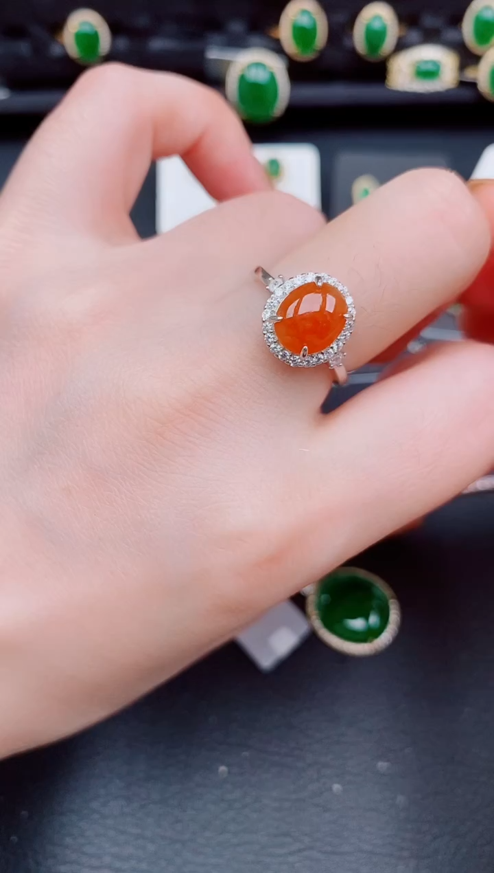 【闪购商品】翡翠戒指银S925镶嵌天然a货翡翠390