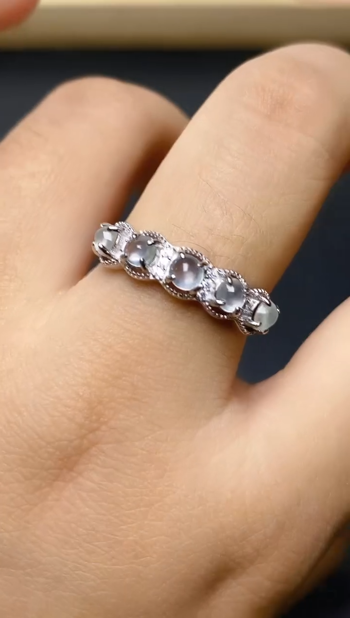 翡翠戒指银S925镶嵌百内无证书