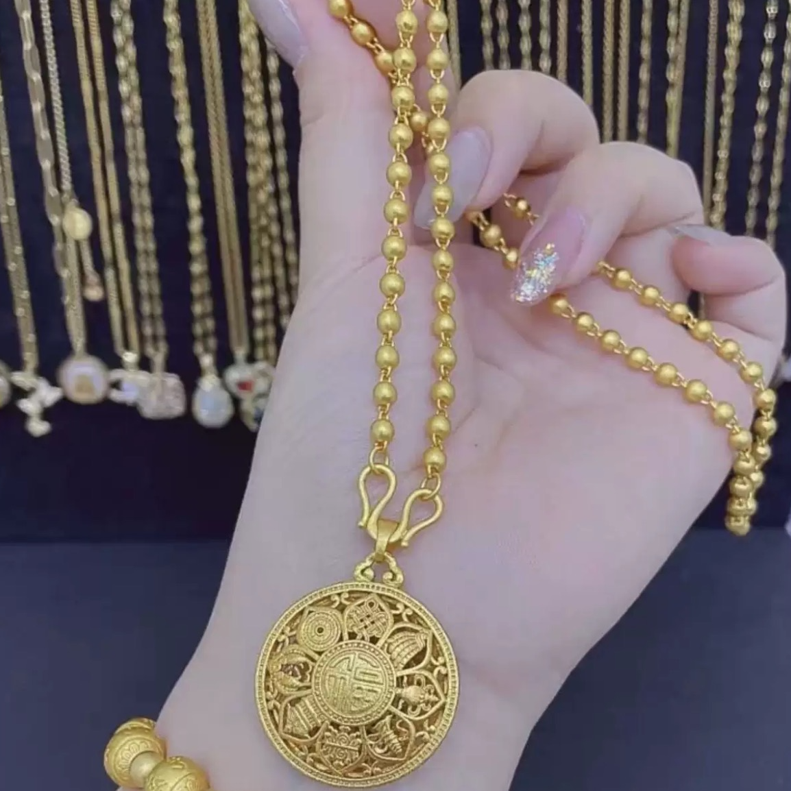 古法工艺项坠镂空设计吊坠中古百搭毛衣链传承