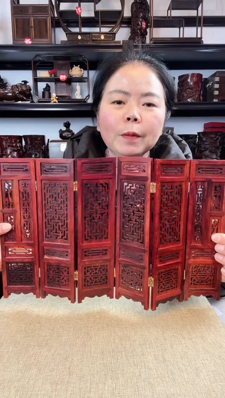 木老李红木工艺品六页屏风