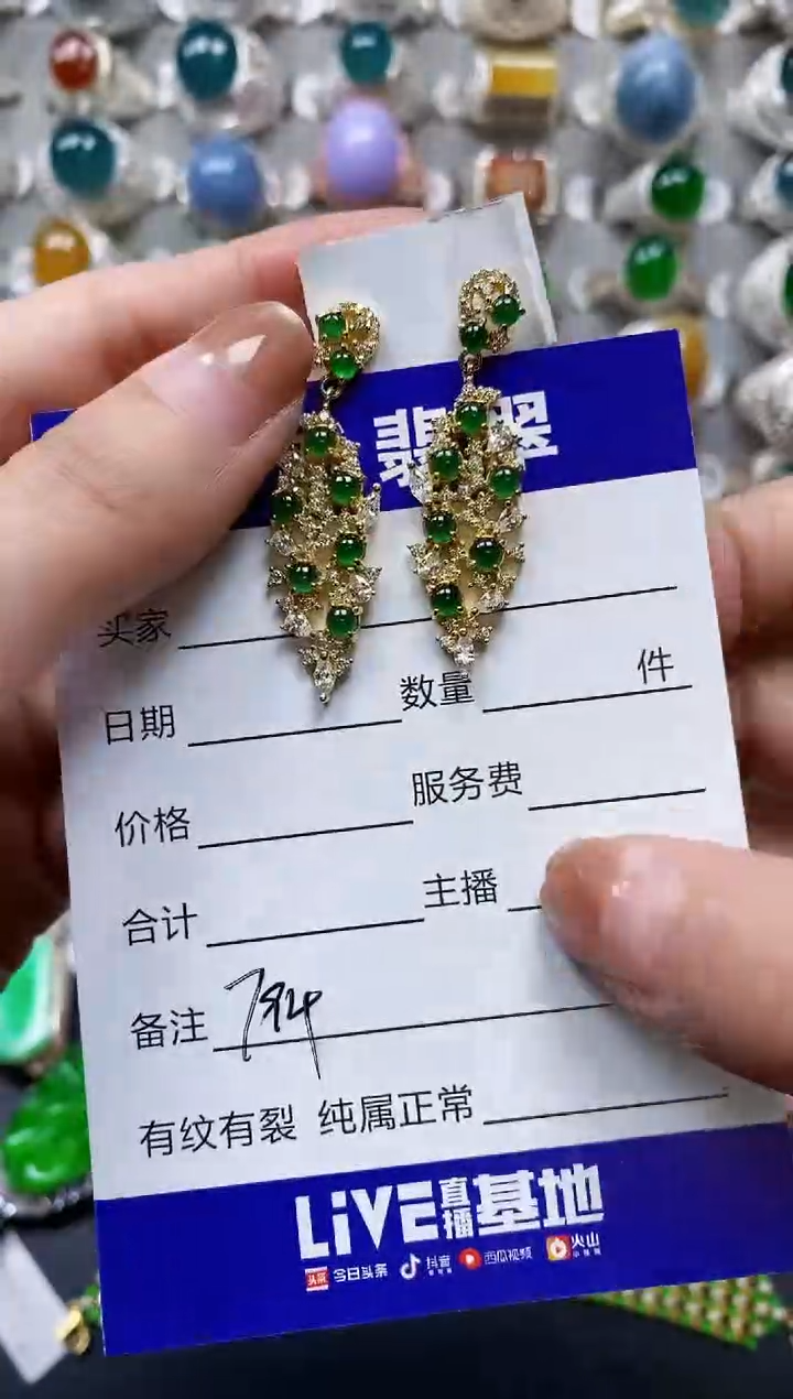 【闪购商品】翡翠耳饰银S925镶嵌0794