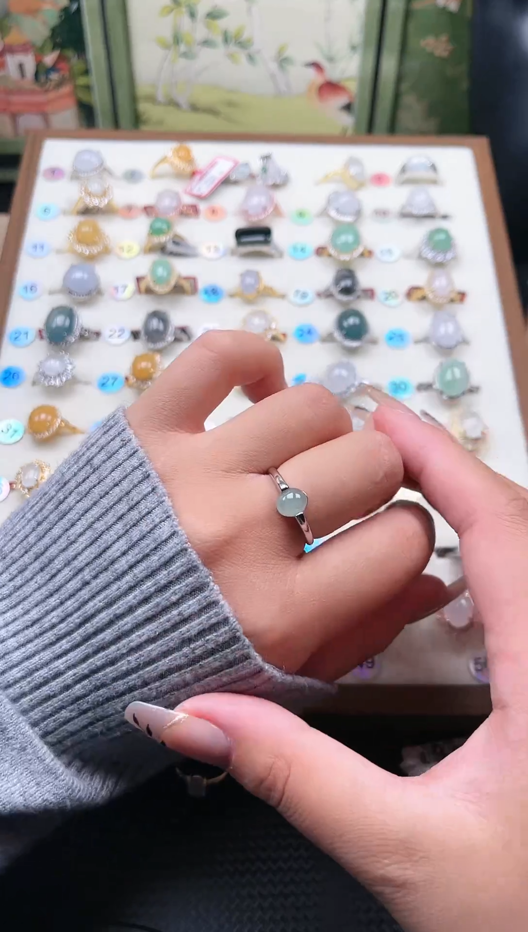 【闪购商品】翡翠戒指银S925镶嵌天然A货翡翠戒指