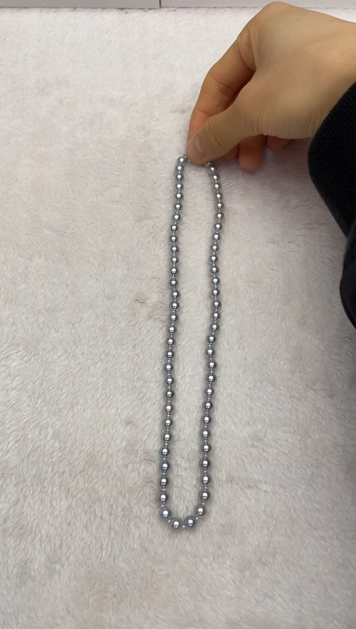 海水珍珠银S925镶嵌项链AK真多麻6-6.5mm（多样性发一）