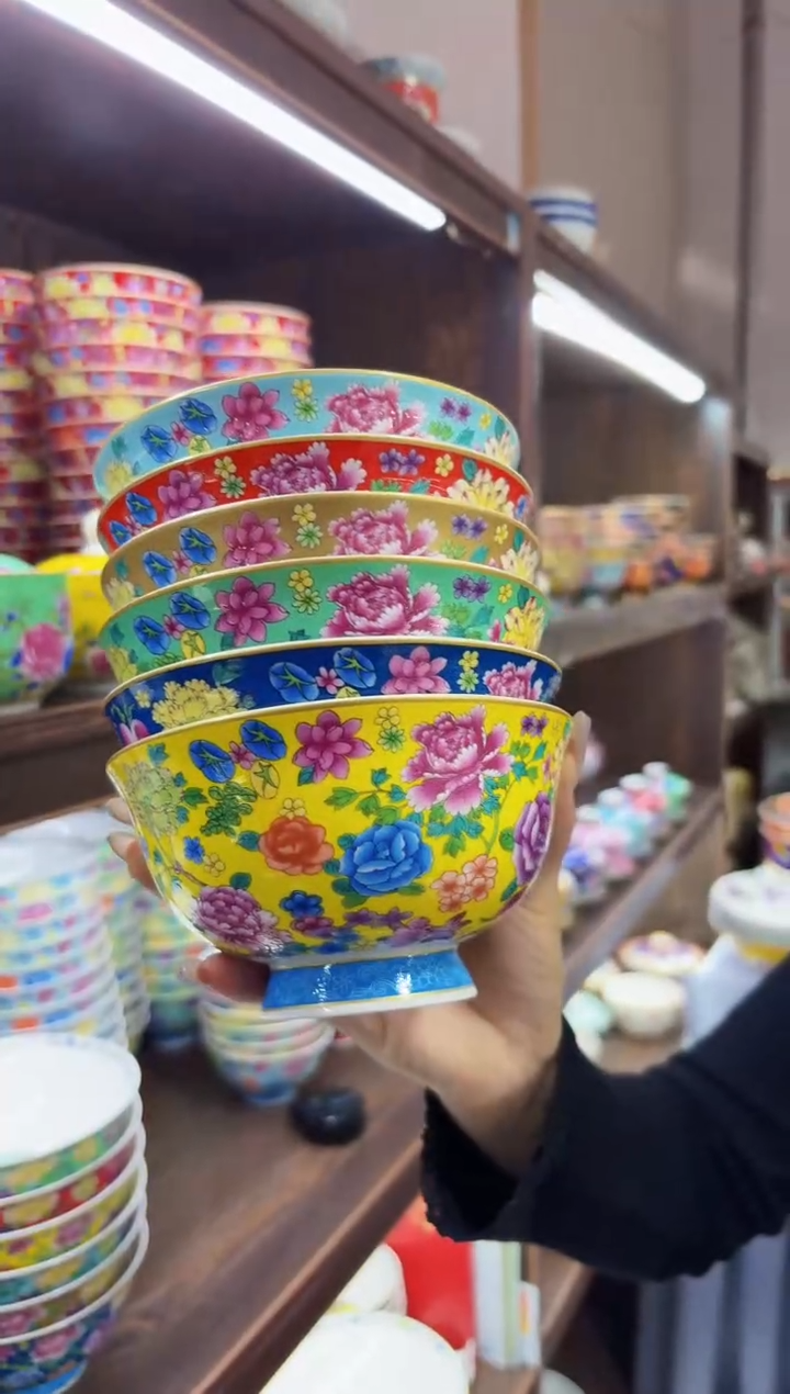 珐琅5英寸饭碗6个景德镇陶瓷