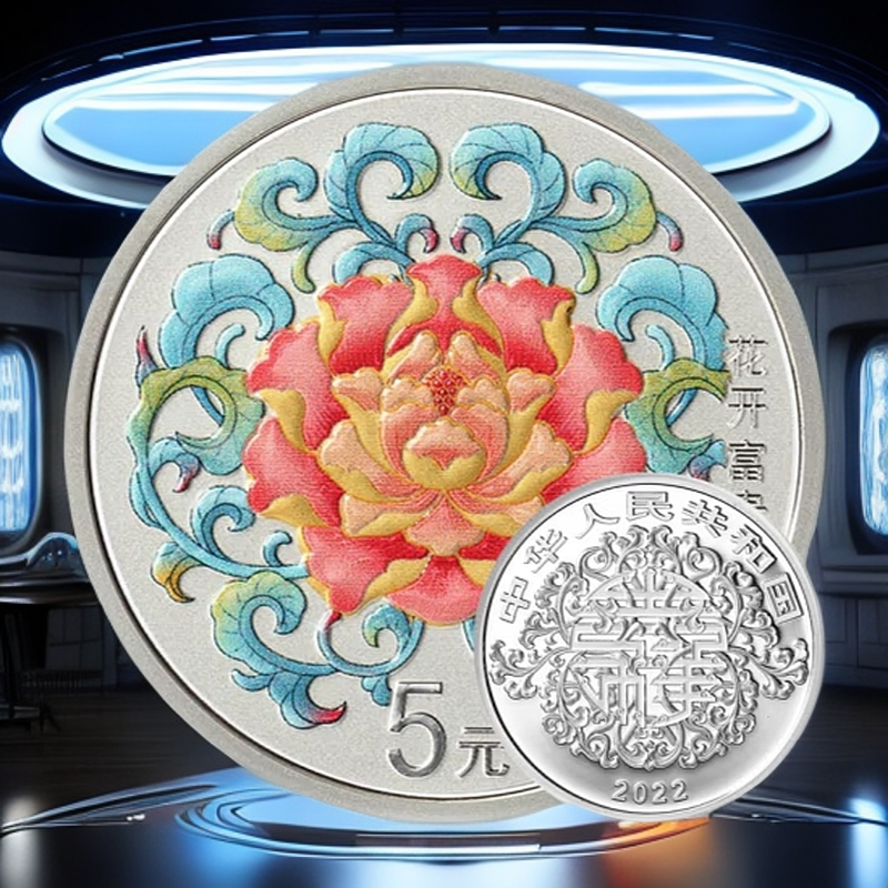 2022年吉祥文化花开富贵银币15克圆形及金总封装 文玩探宝