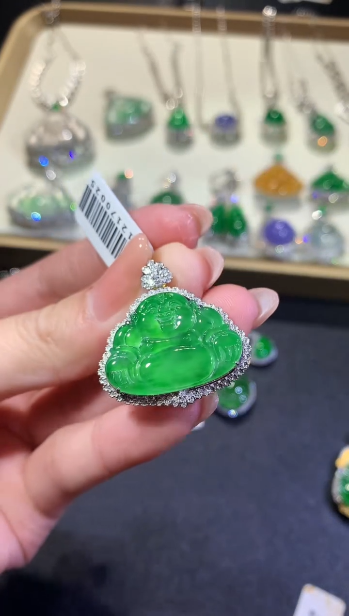 【闪购商品】翡翠吊坠(不含链)18K金镶嵌42-佛公