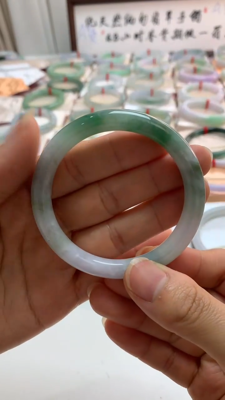 未镶嵌手镯翡翠53.7圆条