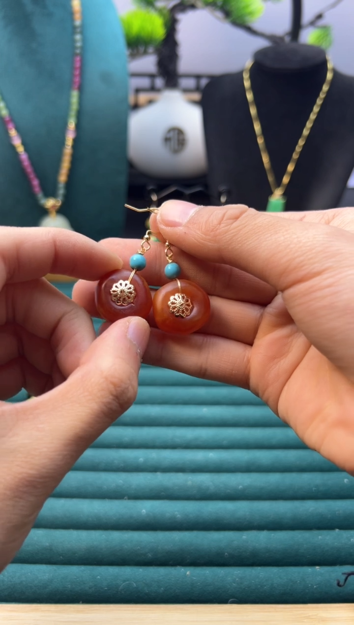 【闪购商品】蜜蜡耳饰14K金镶嵌E137