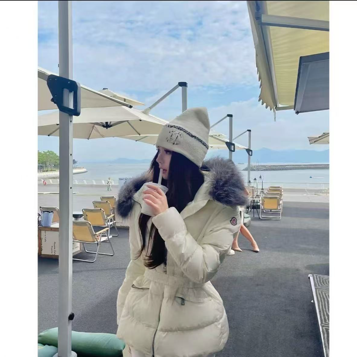 腰带收腰超大毛领羽绒服女短款修身显瘦蒙家口袋反季清仓冬季外套