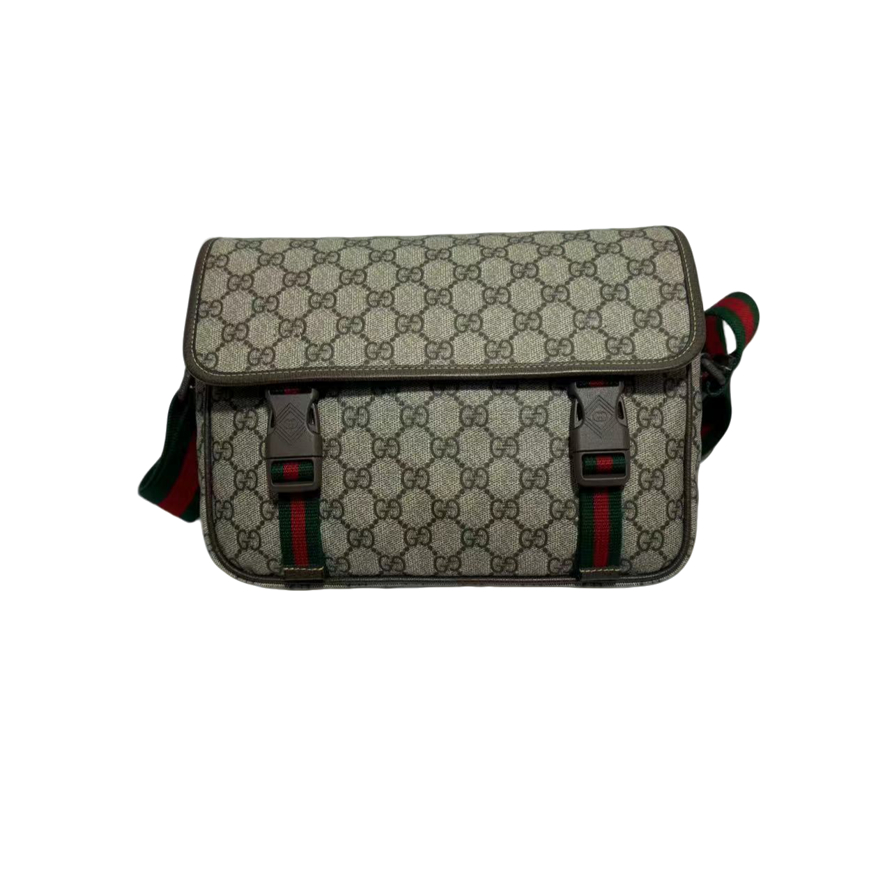 99新 GUCCI/古驰 二奢男包 98新经典印花翻盖双扣时尚邮差包/1148