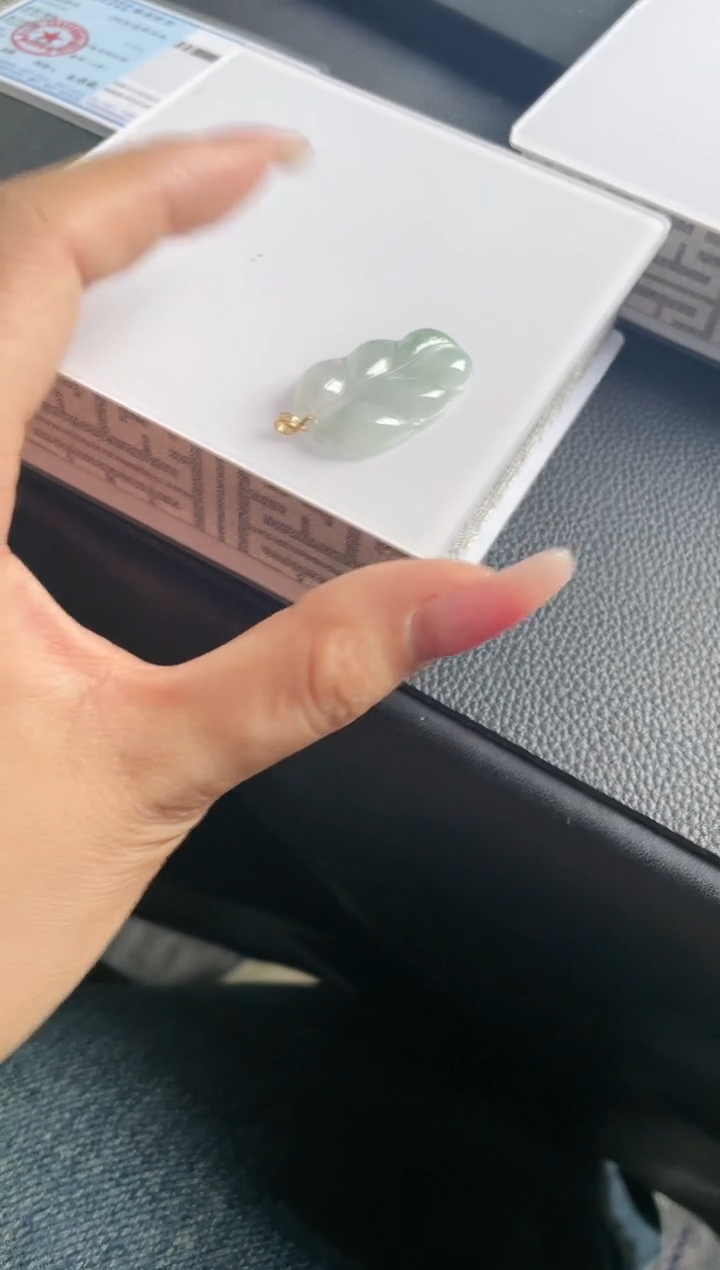 【闪购商品】翡翠颈饰18K金镶嵌叶子多样性发一件