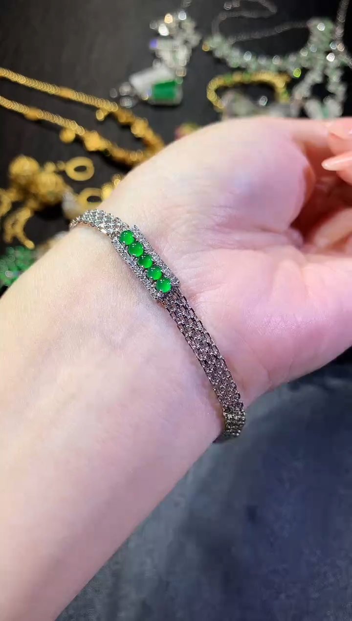 【闪购商品】翡翠手链银S925镶嵌234手链（多样性发货一件
