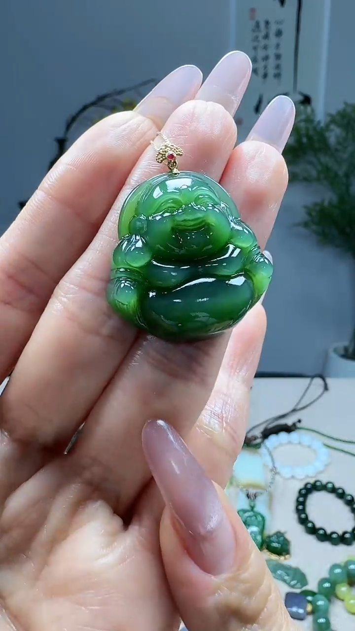 吊坠(不含链)18K金镶嵌和田玉1